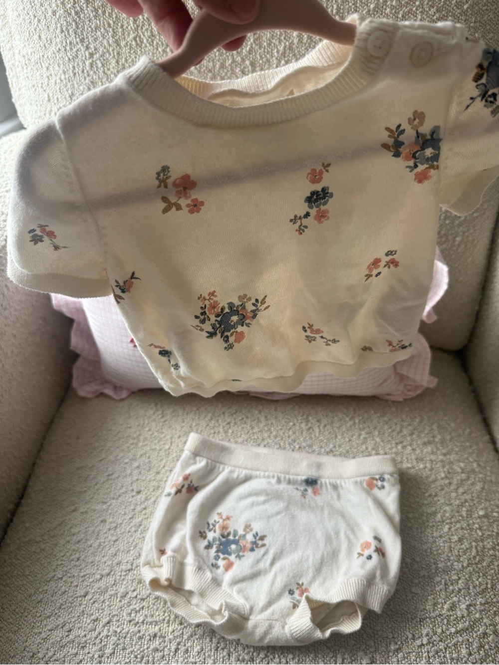 Carter's Cream Floral Knit Top & Bloomers Set